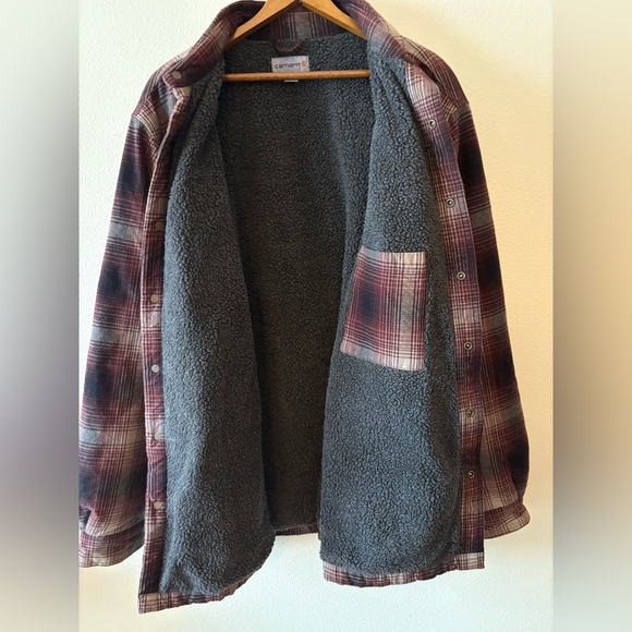 Carhartt Sherpa Lined Flannel Shirt Jacket size large - Picture 3 of 5